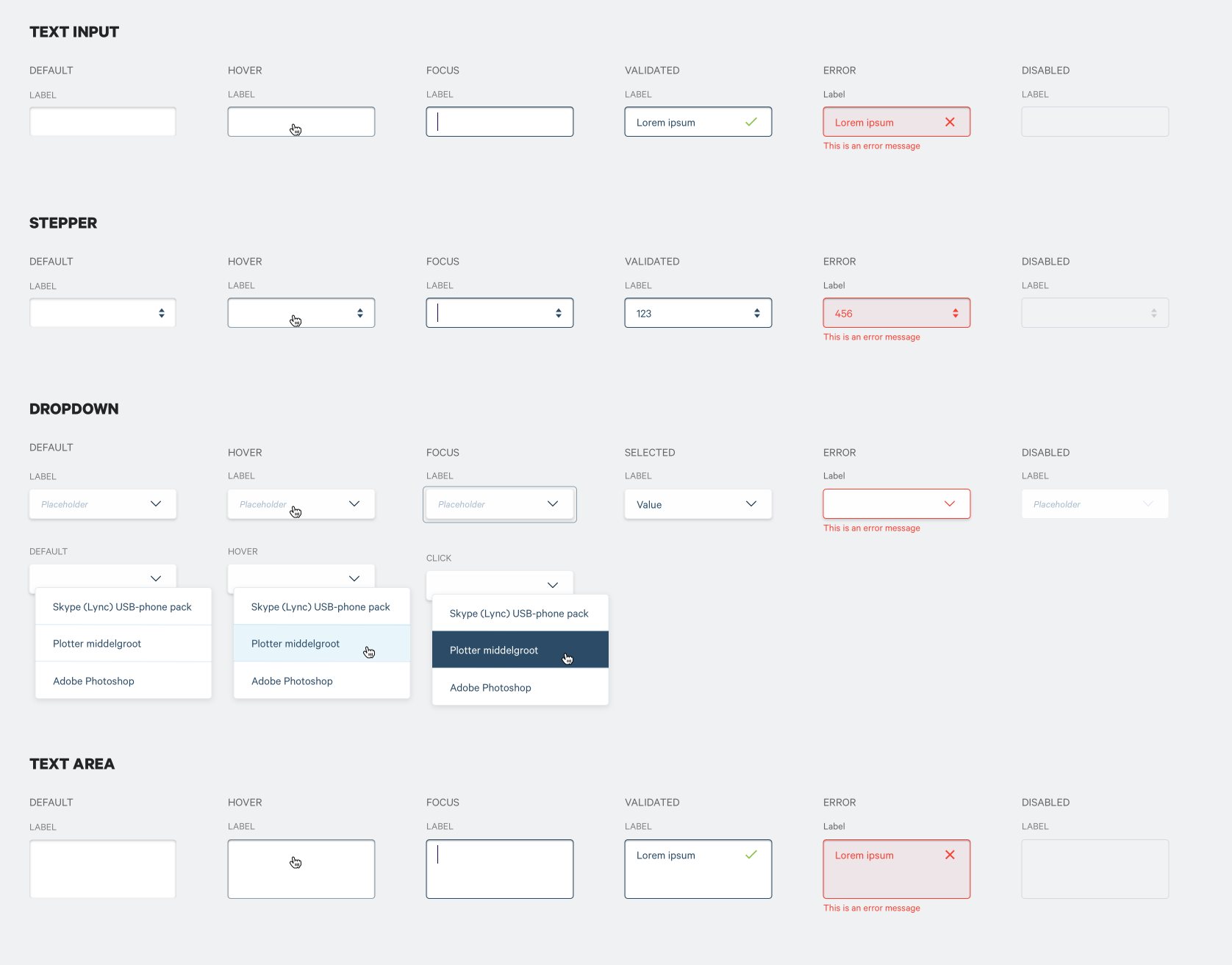 Form components in all states
