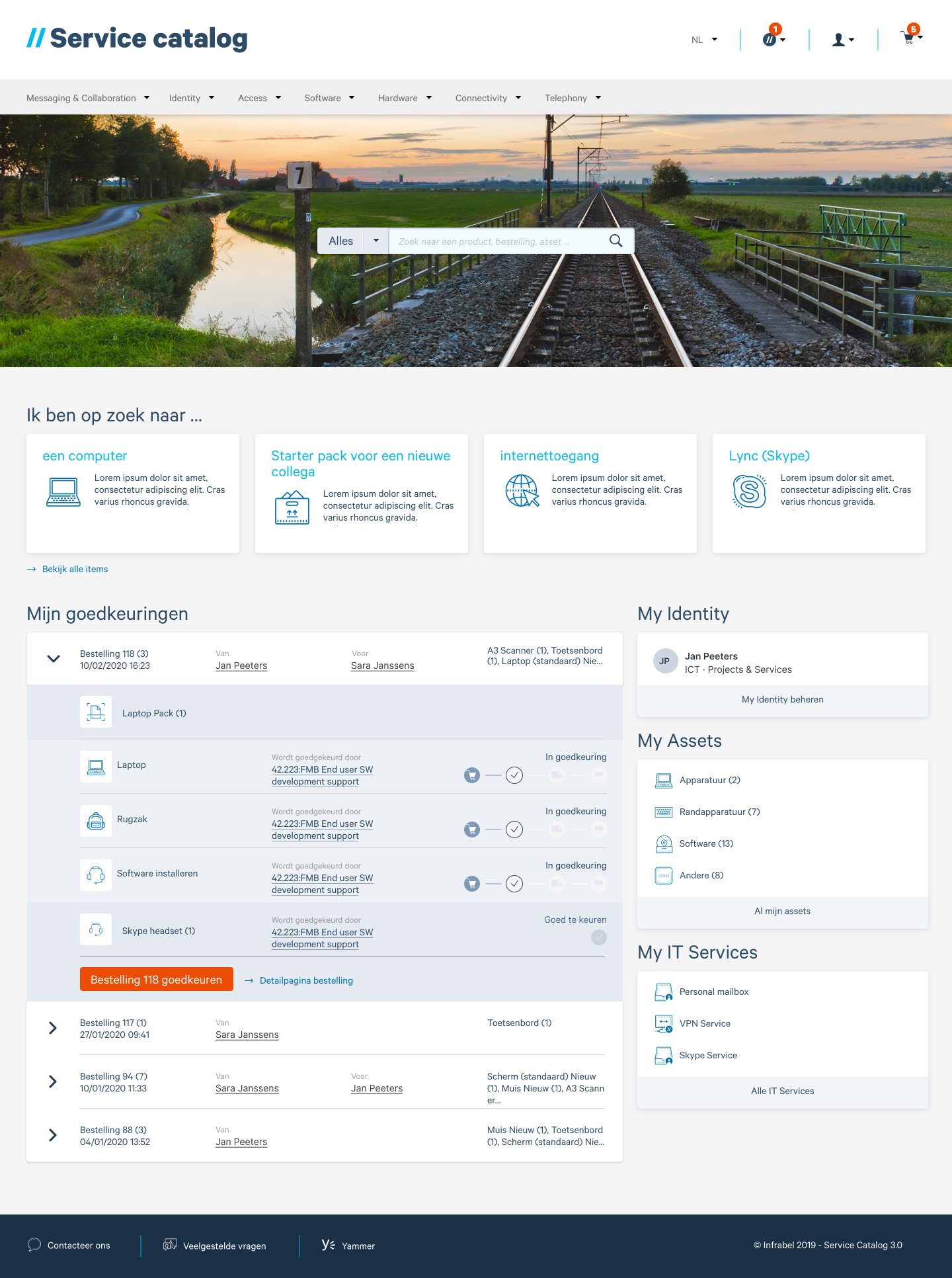 Service Catalog homepage